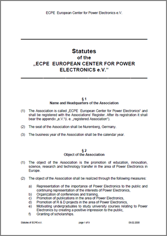 Statutes of ECPE e.V.