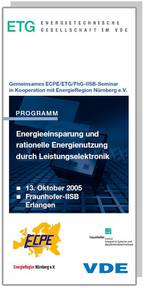 ECPE Workshop: Energieeinsparung und rationelle Energienutzung durch Leistungselektronik